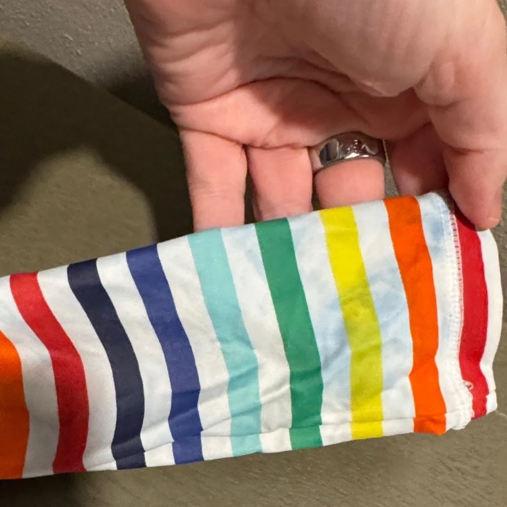 Primary Multicolor Striped Long-Sleeve Kids Swim One Piece size 6-12M